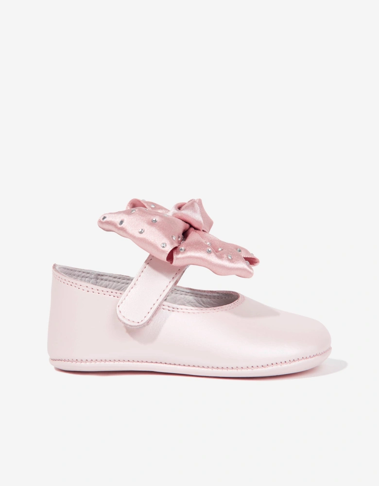 Andanines Baby Girls Leather Bow Pumps in Pink