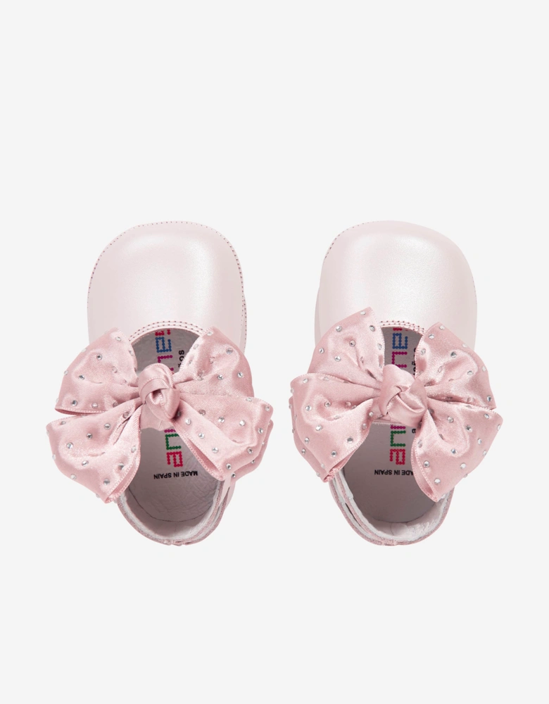 Andanines Baby Girls Leather Bow Pumps in Pink