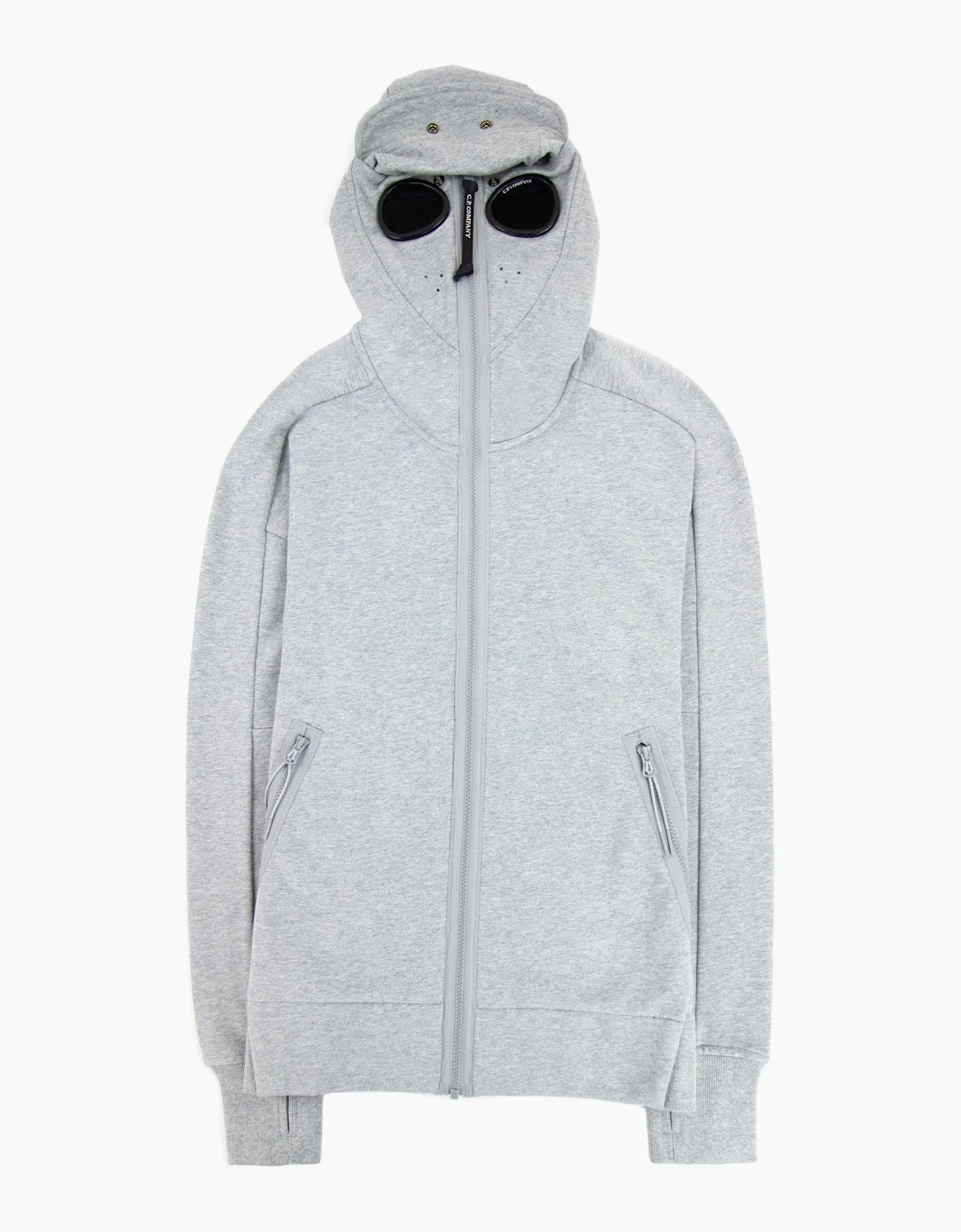 Cp Company Men's Grey Front Goggle Diagonal Fleece Hoody M93 - Size: 40