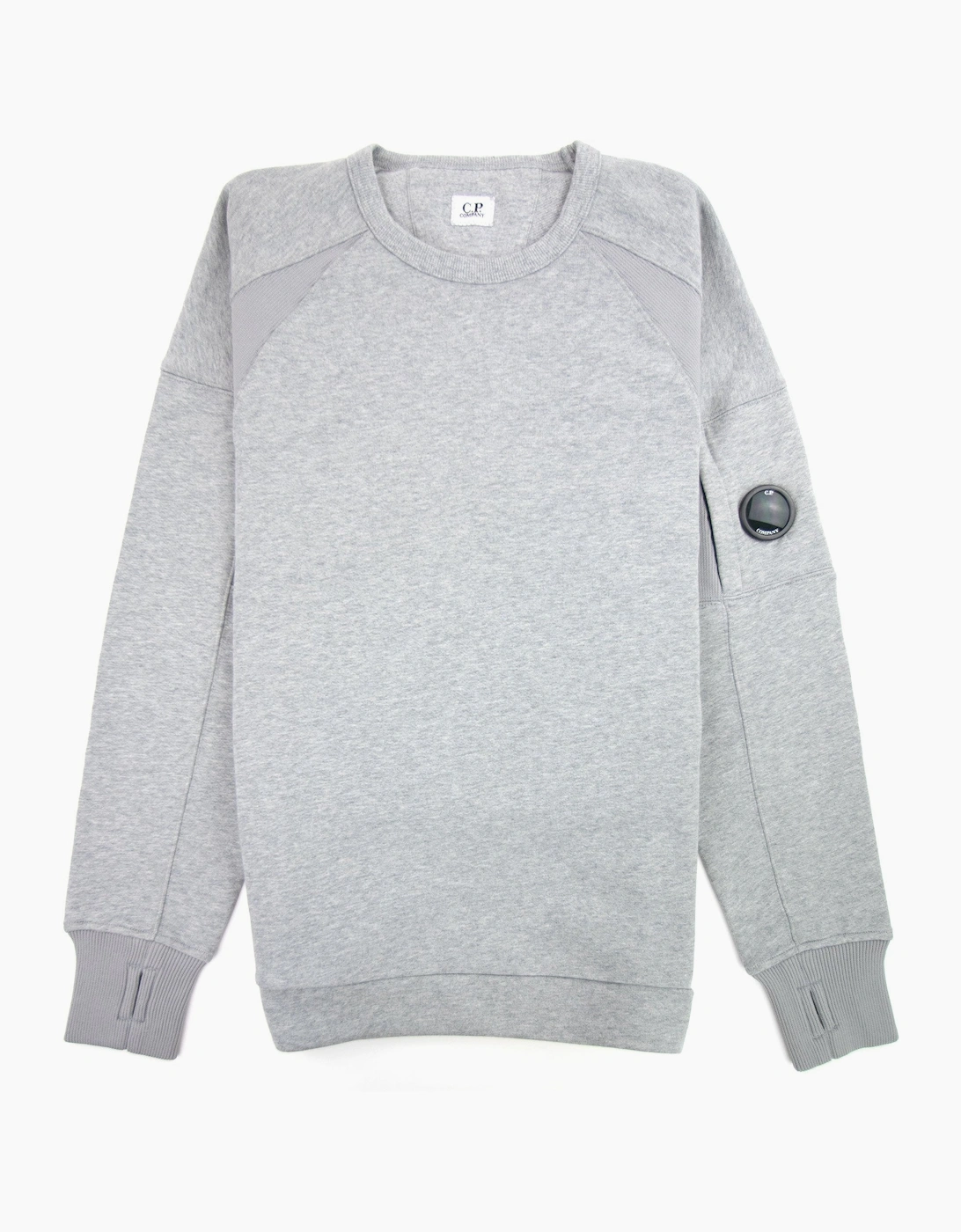 Cp Company Men's Grey Diagonal Fleece Lens Sweatshirt W/ Waist String - Size: 46