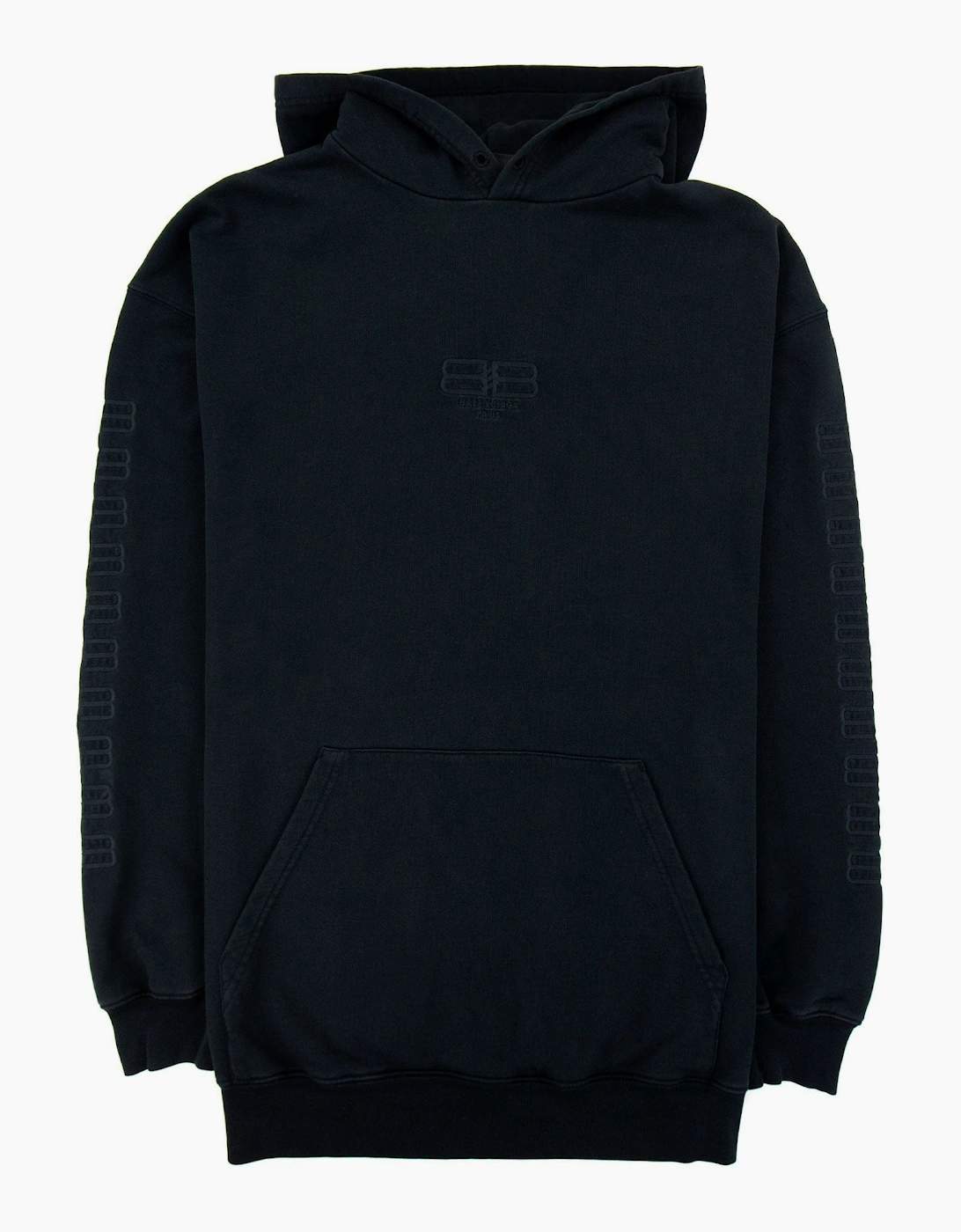Balenciaga Men's Navy Bb Embroidered Logo Hoodied Sweat Dark - Size: 36