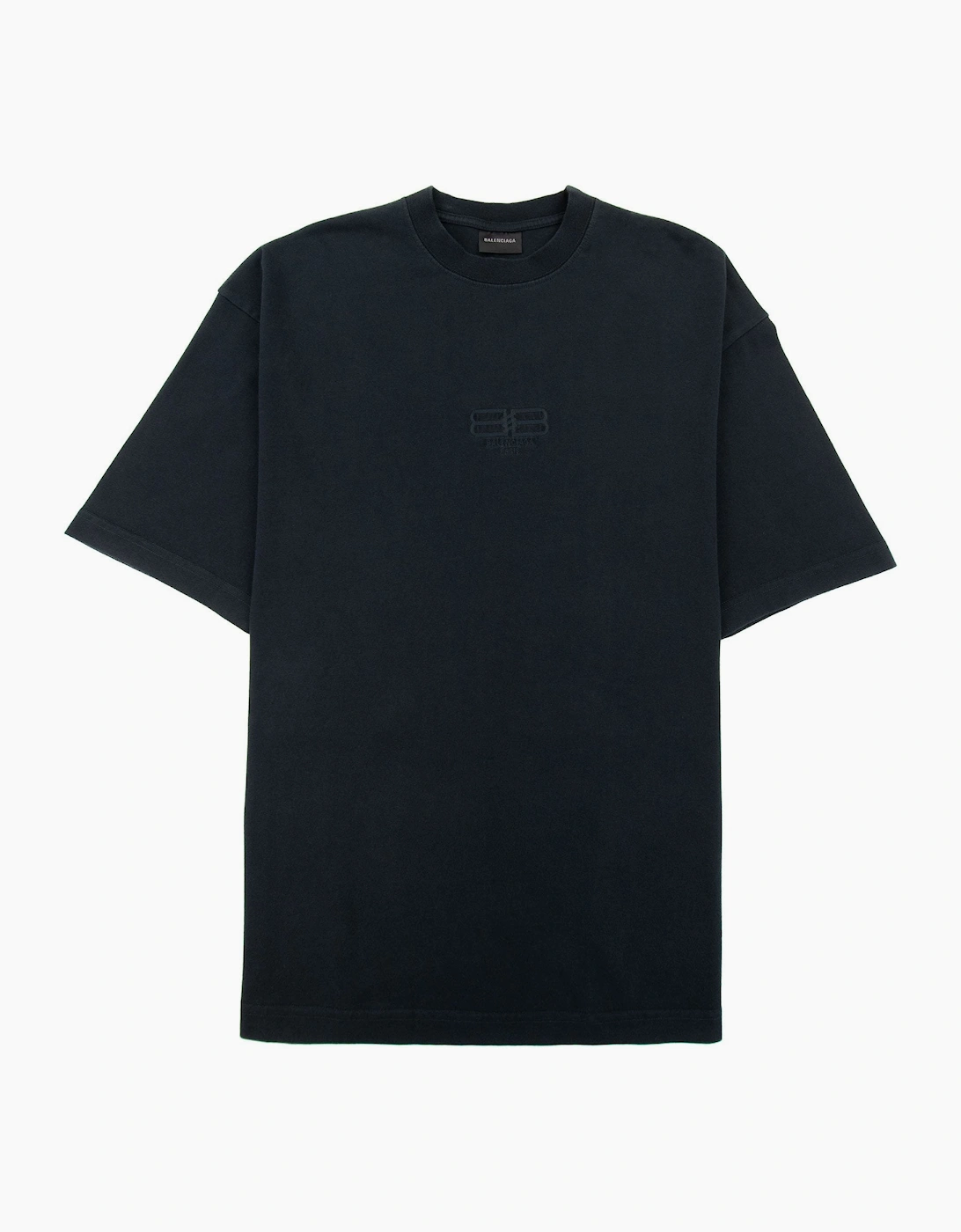 Balenciaga Men's Navy Bb Embroidered Logo T Shirt Dark - Size: 36