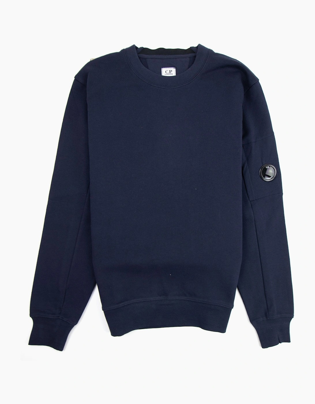 Cp Company Men's Navy Diagonal Raised Fleece Lens Crew Sweatshirt 888 - Size: 46