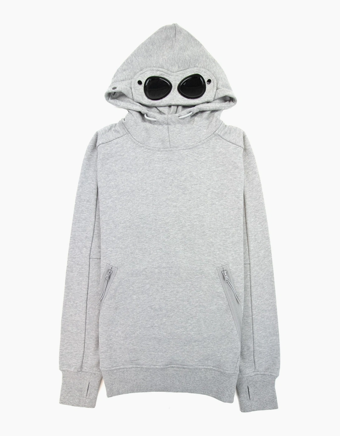 Cp Company Men's Grey Diagonal Raised Fleece Hoodied Sweatshirt M93 - Size: 34