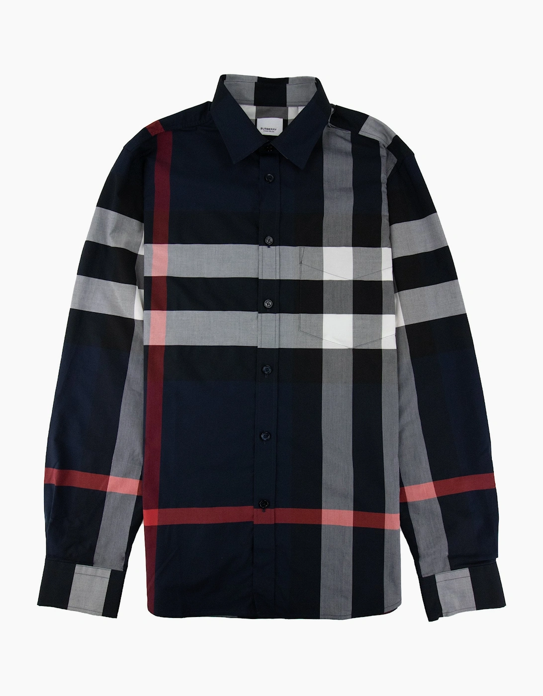 Burberry Men's Navy Check Poplin Shirt - Size: 44/Regular