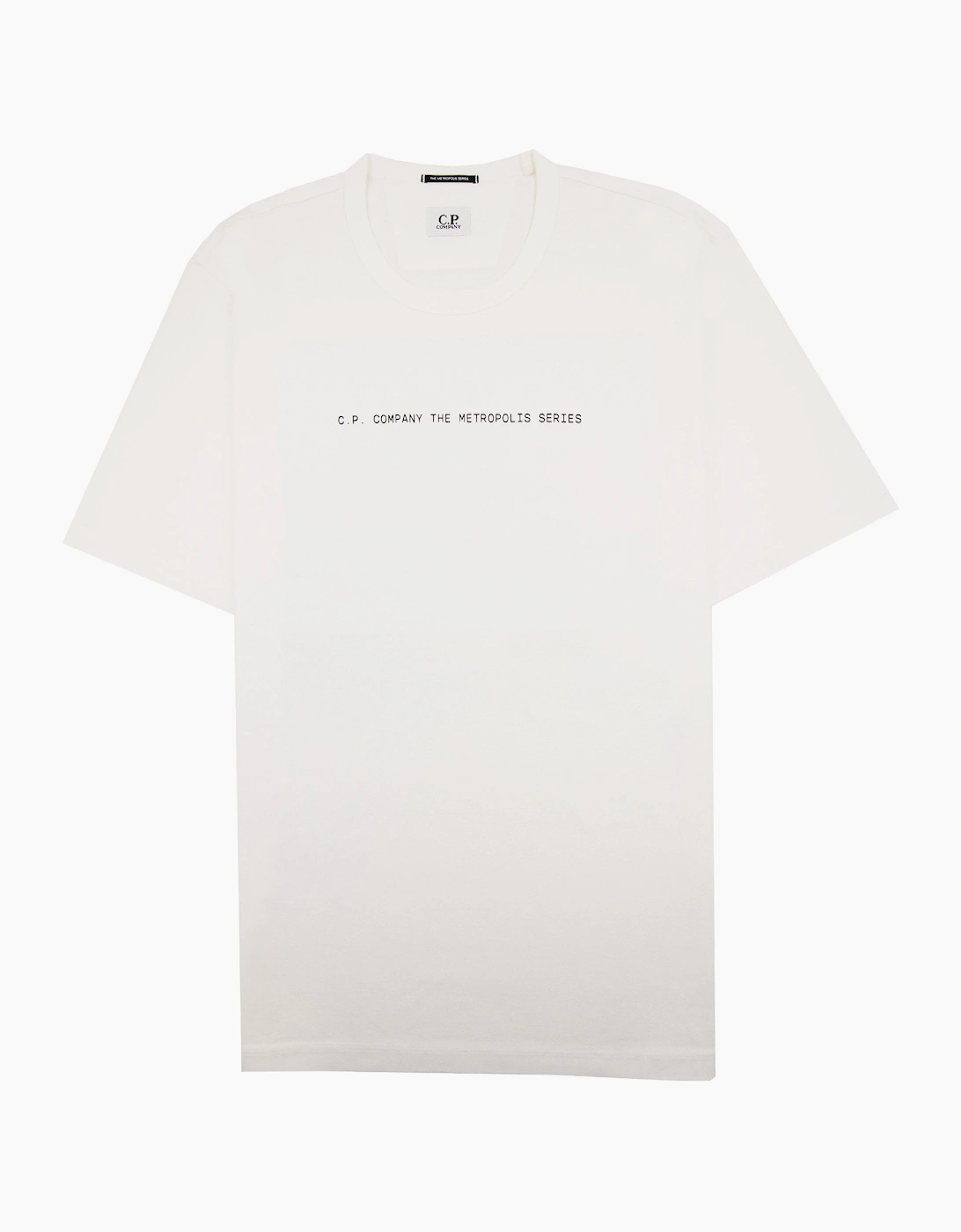 Cp Company Men's White Metropolis Series Mercerized Jersey Graphic Face T Shirt 101 - Size: 34