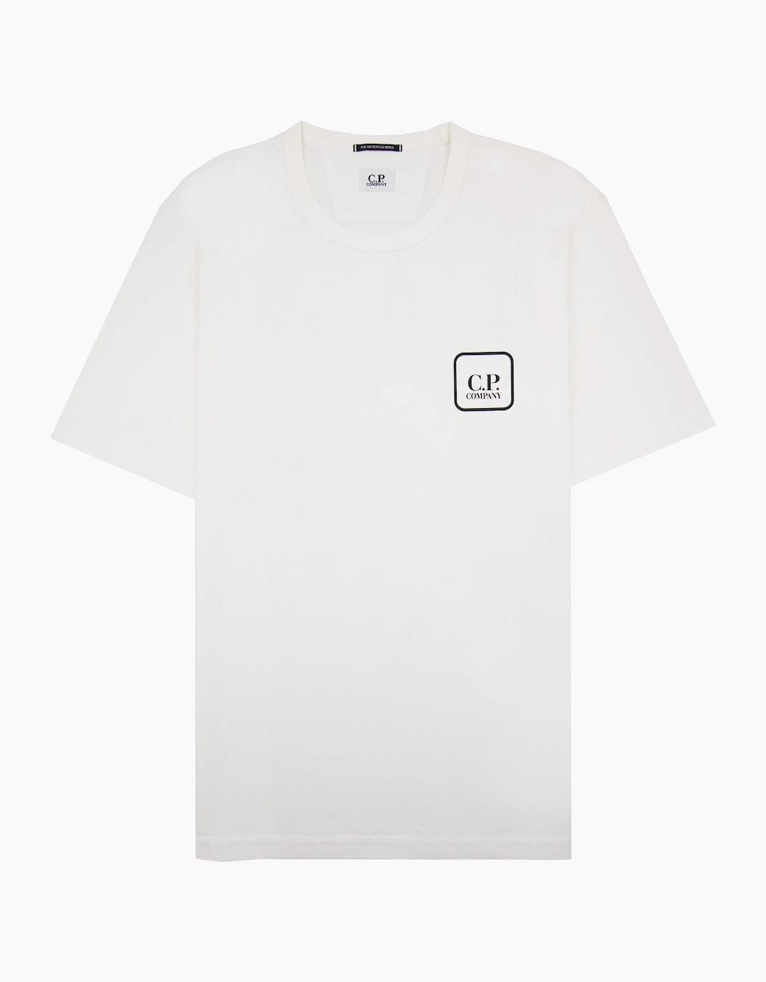 Cp Company Men's White Metropolis Series Mercerized Jersey Logo Graphic T-Shirt 101 - Size: 36
