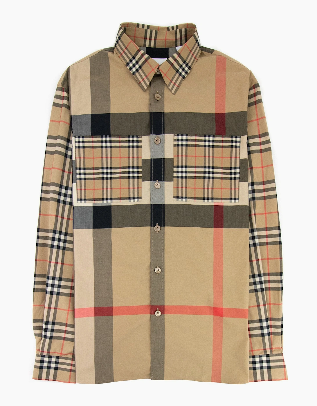 Burberry Men's Tan Tisford Patchwork Check Shirt Archive Beige - Size: 42/Regular