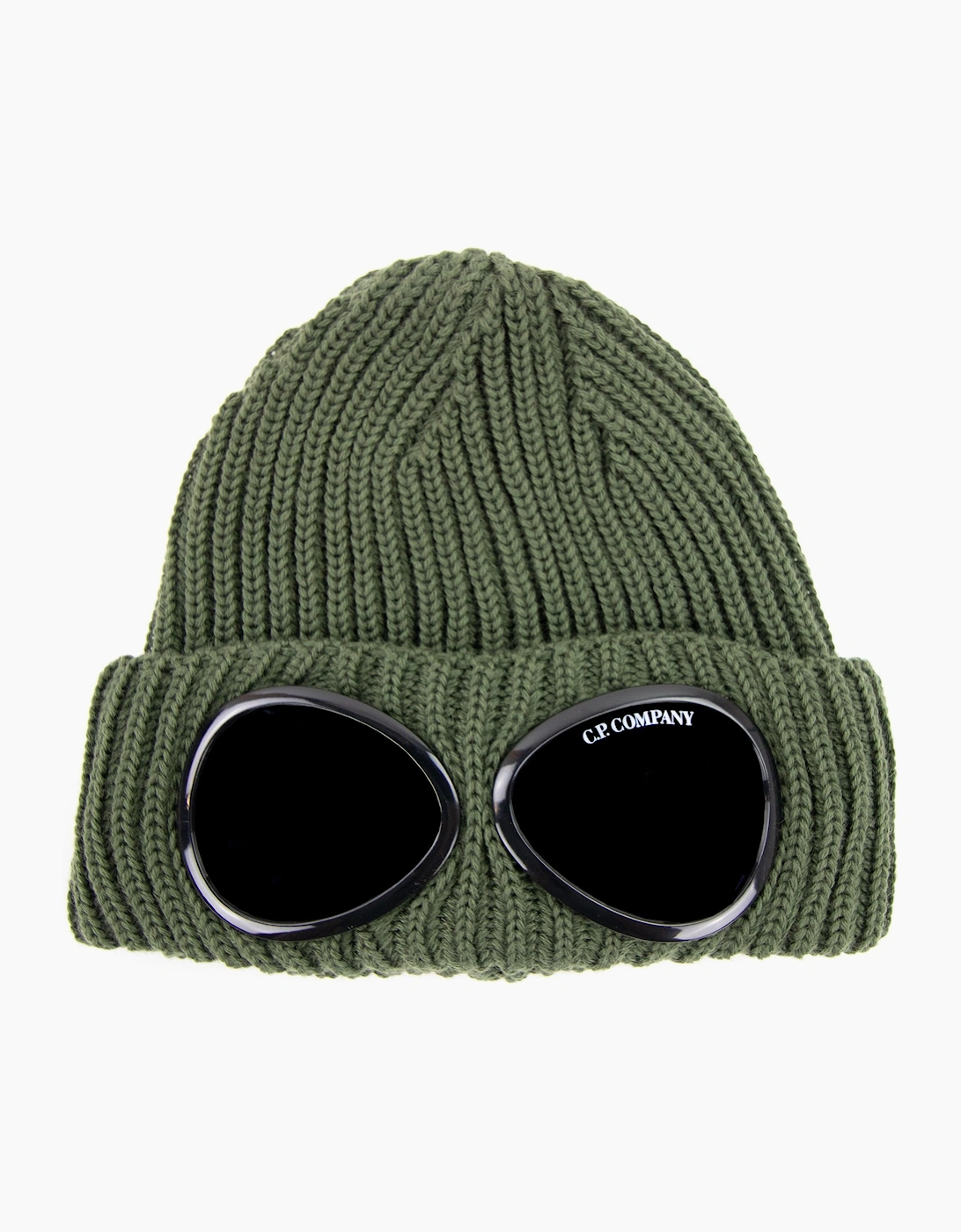 Cp Company Men's Green Extra Fine Merino Wool Goggle Beanie 665 - Size: Os