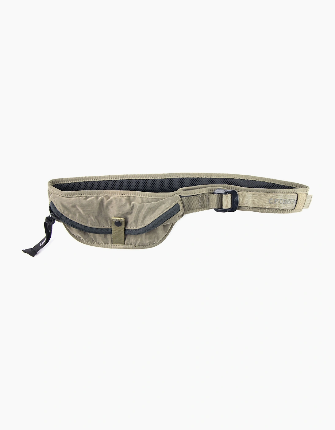 Cp Company Men's Dusty Olive Gart Dyed Textured Tape Pouch Belt 661 - Size: M