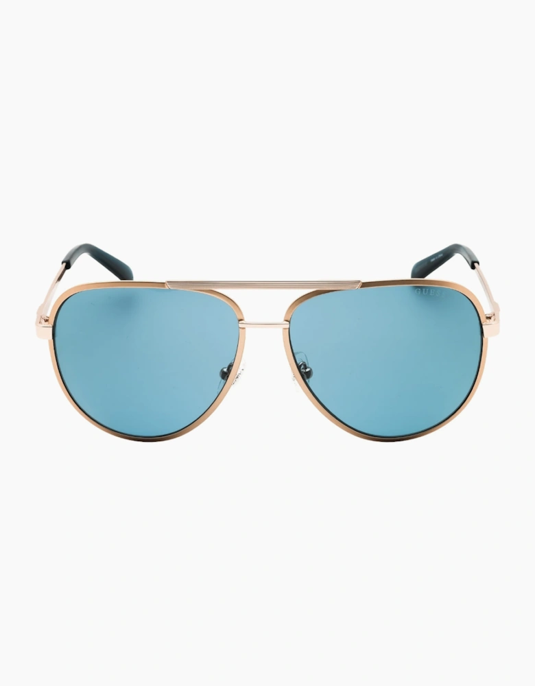 Guess Blue Lens Gold Frame Sunglasses
