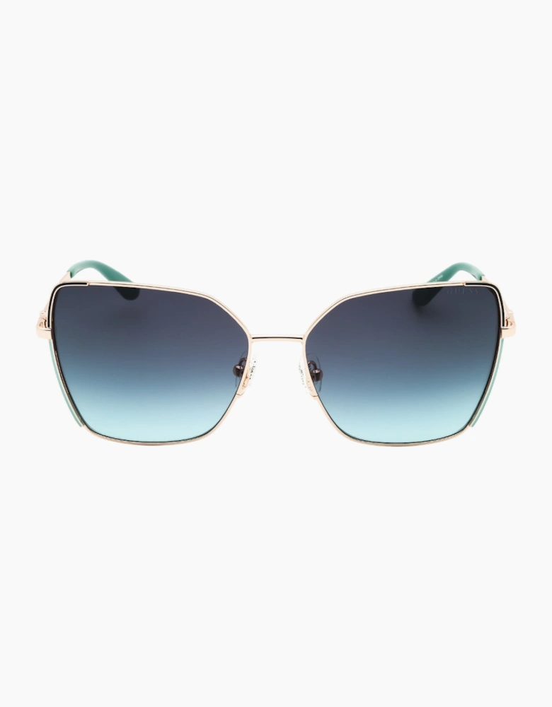 Guess Gold Framed Gradient Blue Sunglasses