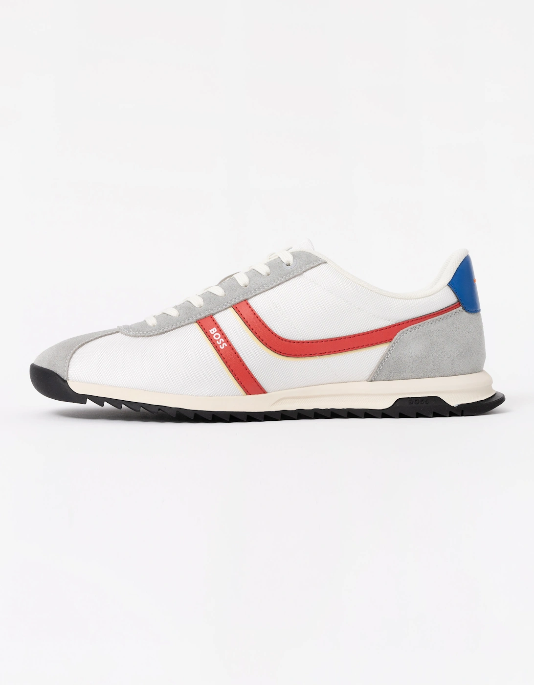 BOSS Orange Zayn Mens Low-Top Trainers with Faux-Leather Trims - Open White 126