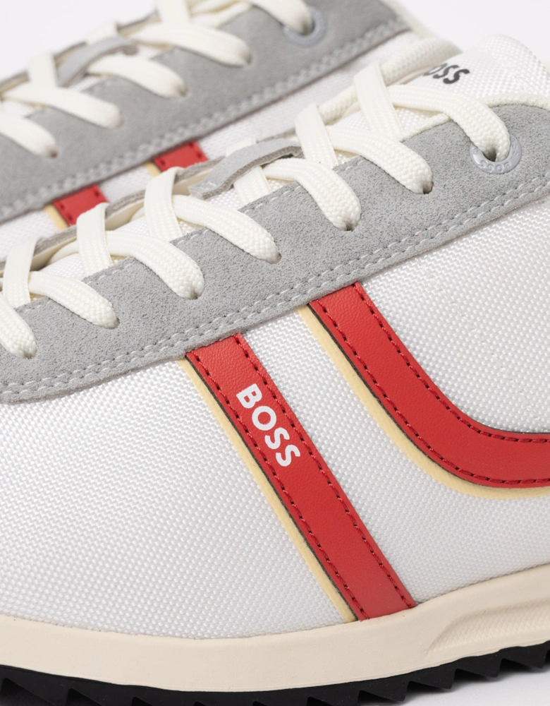 BOSS Orange Zayn Mens Low-Top Trainers with Faux-Leather Trims - Open White 126