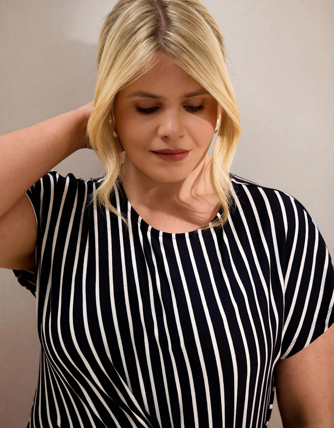 Navy Stripe Jersey Side Tie Top