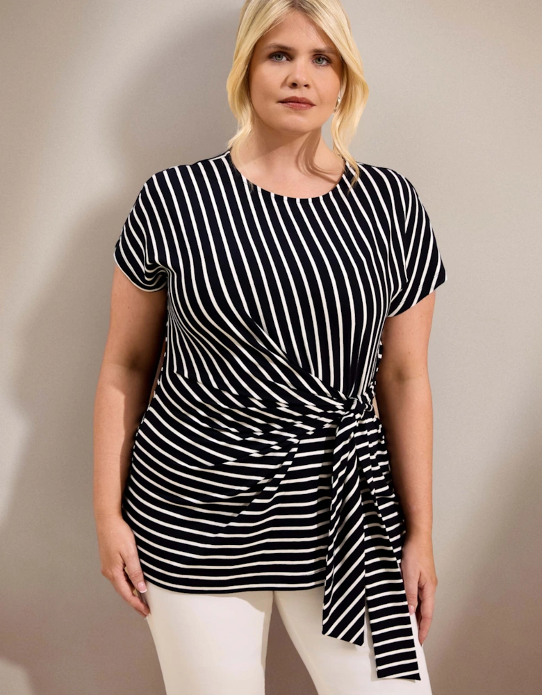 Navy Stripe Jersey Side Tie Top