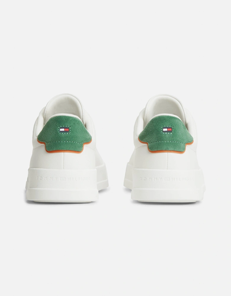 Tommy Hilfiger Court Leather Detail Mens Trainer - Ecru/Street Green