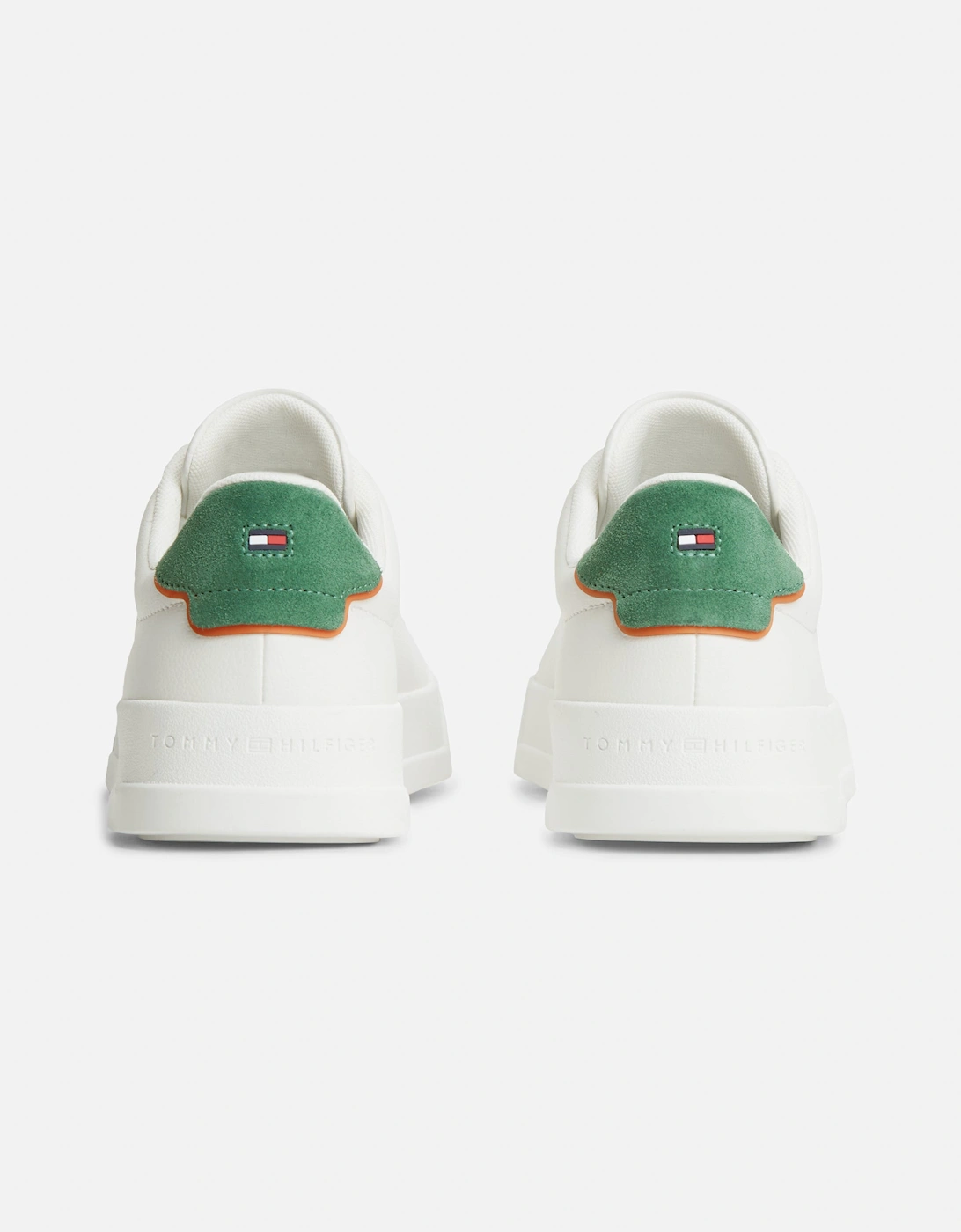 Tommy Hilfiger Court Leather Detail Mens Trainer - Ecru/Street Green