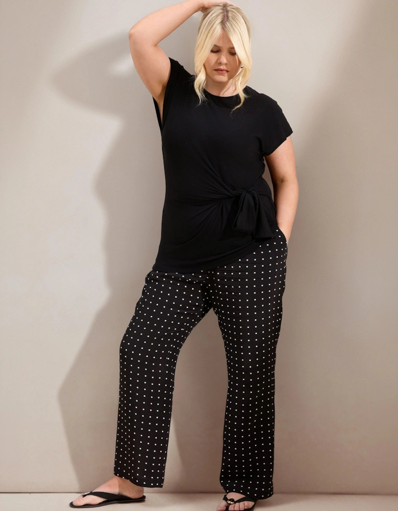 Black Jersey Tie Side Top