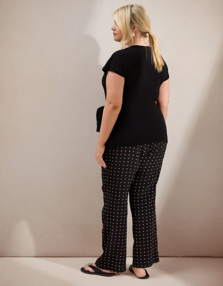 Black Jersey Tie Side Top