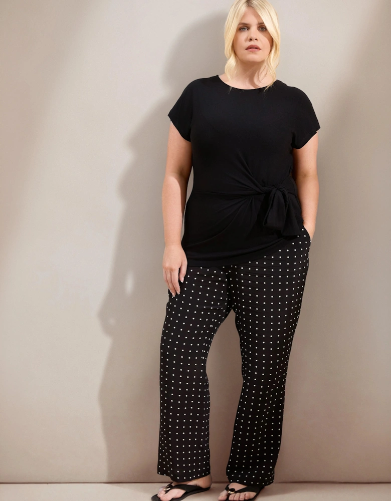 Black Jersey Tie Side Top