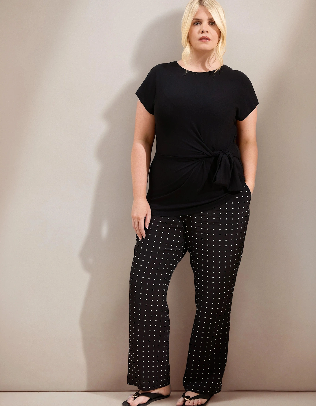 Black Jersey Tie Side Top