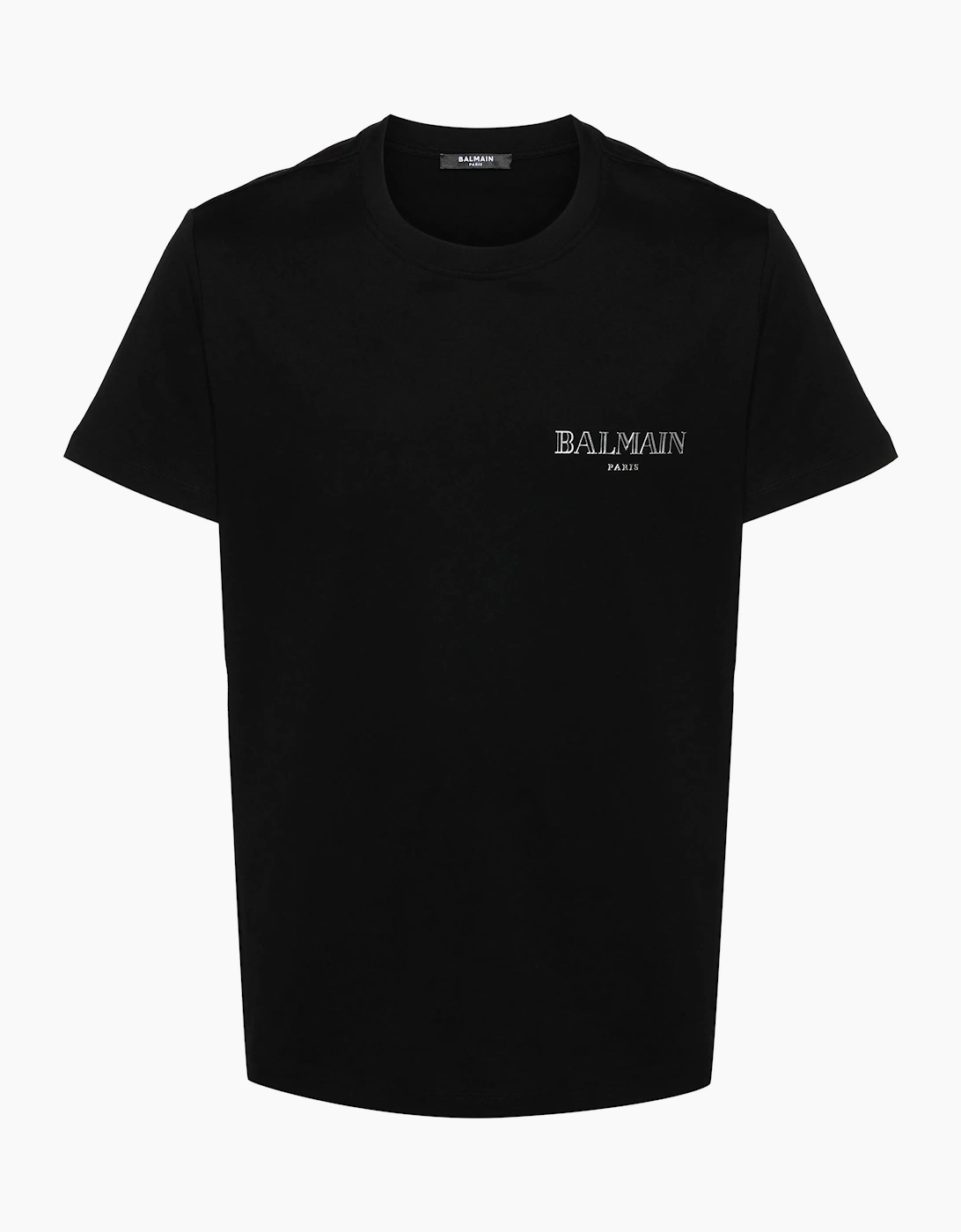 Balmain Vintage Silver Gel Logo T-Shirt in Black