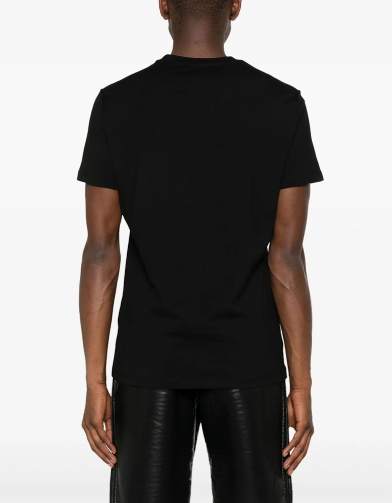 Balmain Vintage Silver Gel Logo T-Shirt in Black