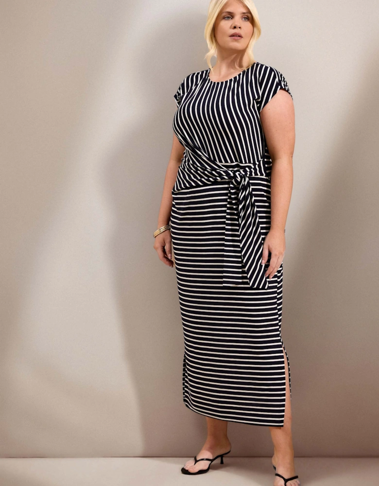 Navy Stripe Short Sleeve Tie Side Jersey Max