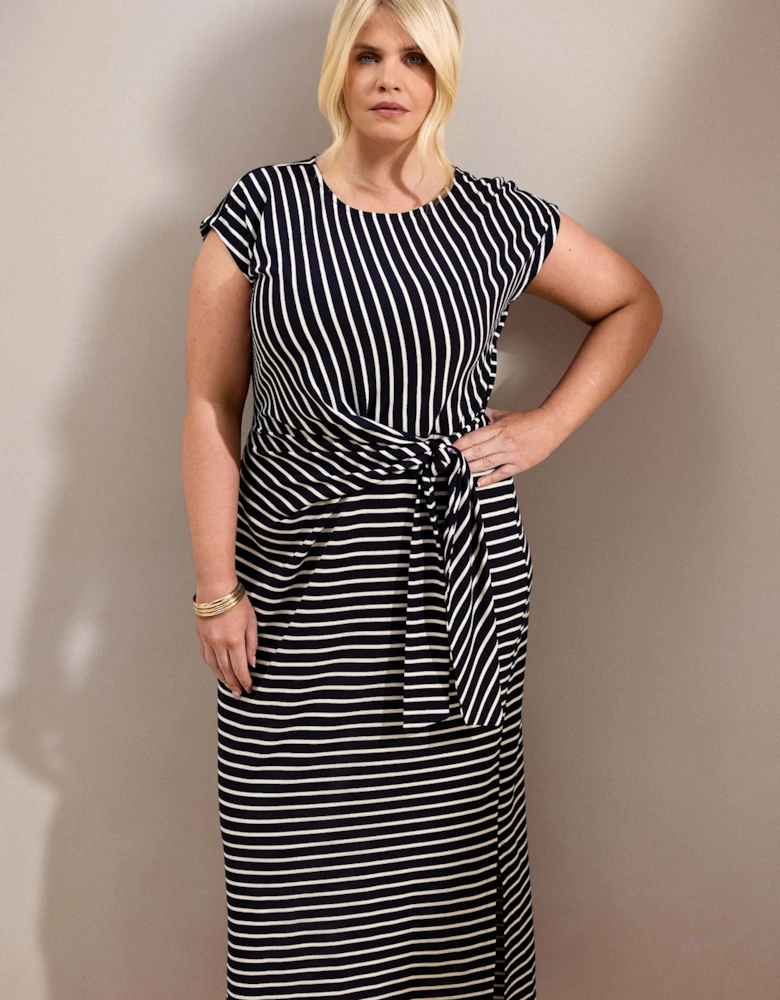 Navy Stripe Short Sleeve Tie Side Jersey Max