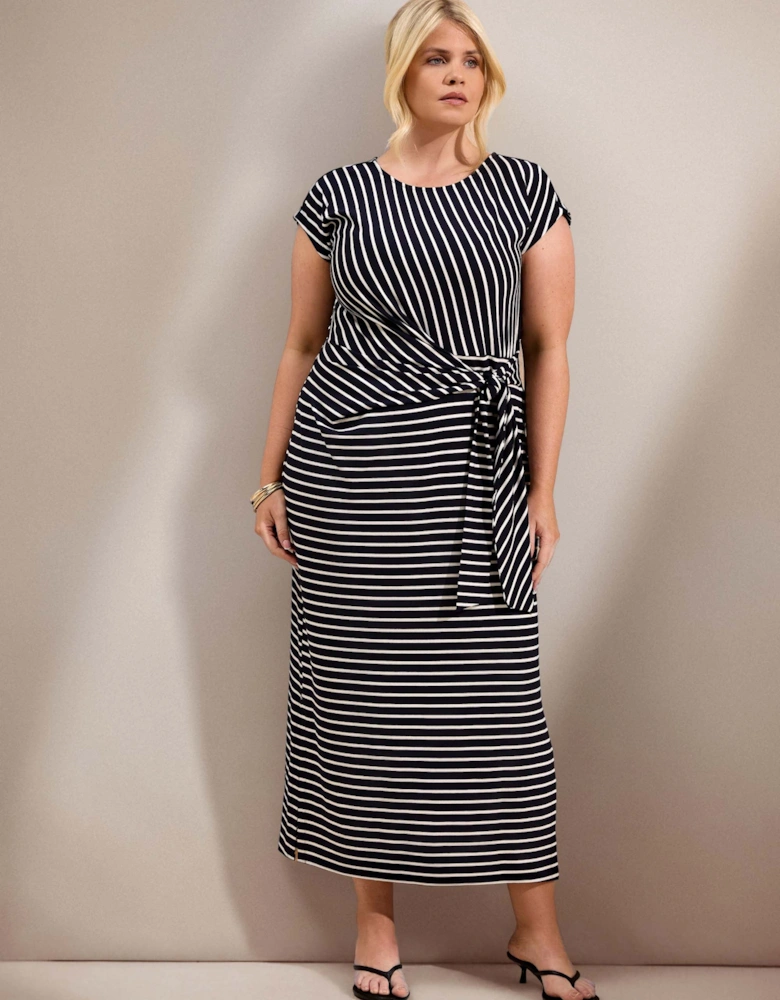 Navy Stripe Short Sleeve Tie Side Jersey Max