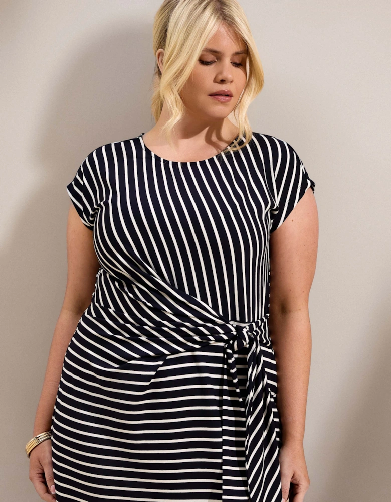 Navy Stripe Short Sleeve Tie Side Jersey Max