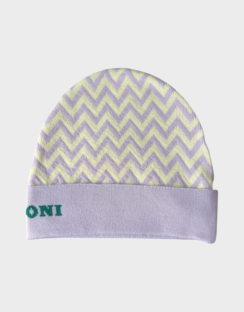 Multicolour Wool Zig Zag Beanie Hat