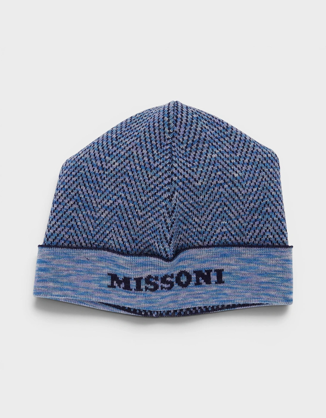 Blue Wool Zig Zag Beanie Hat, 3 of 2