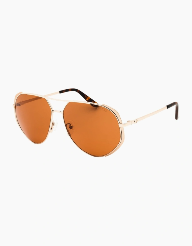 Guess Gold Framed Brown Lens Sunglasses