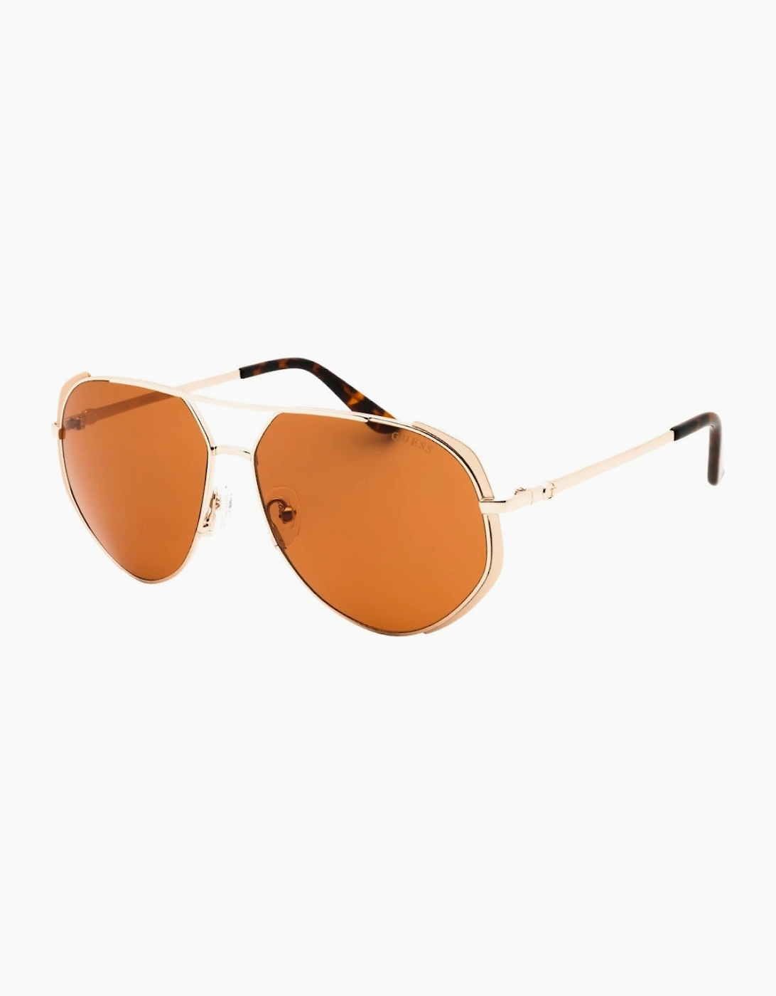 Guess Gold Framed Brown Lens Sunglasses