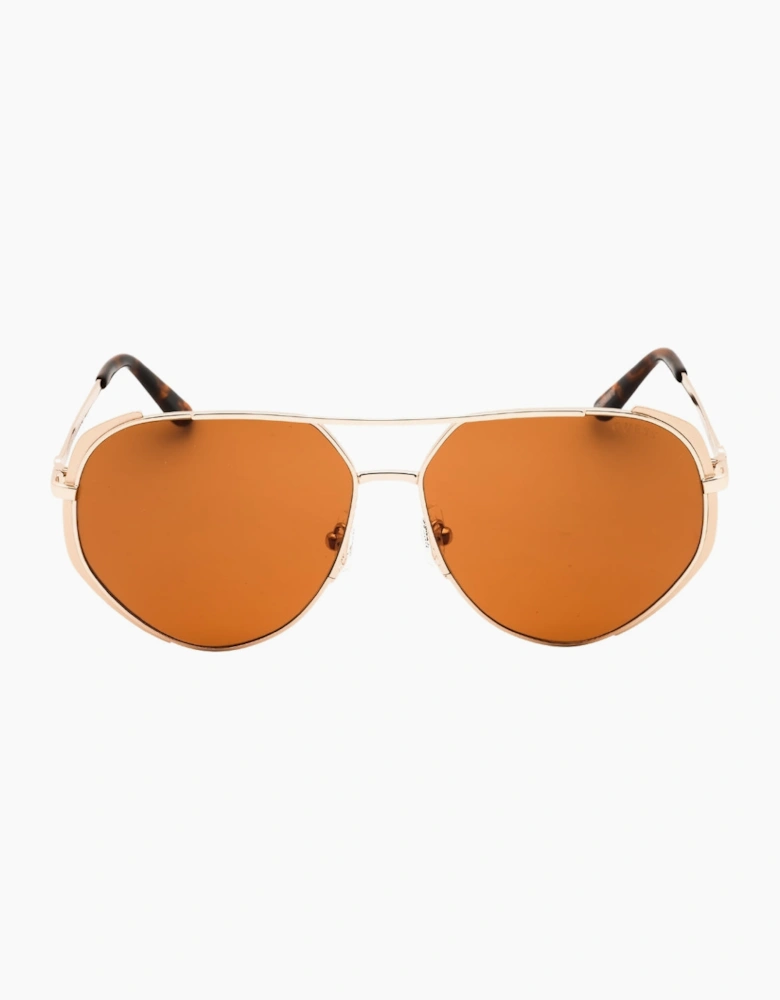 Guess Gold Framed Brown Lens Sunglasses