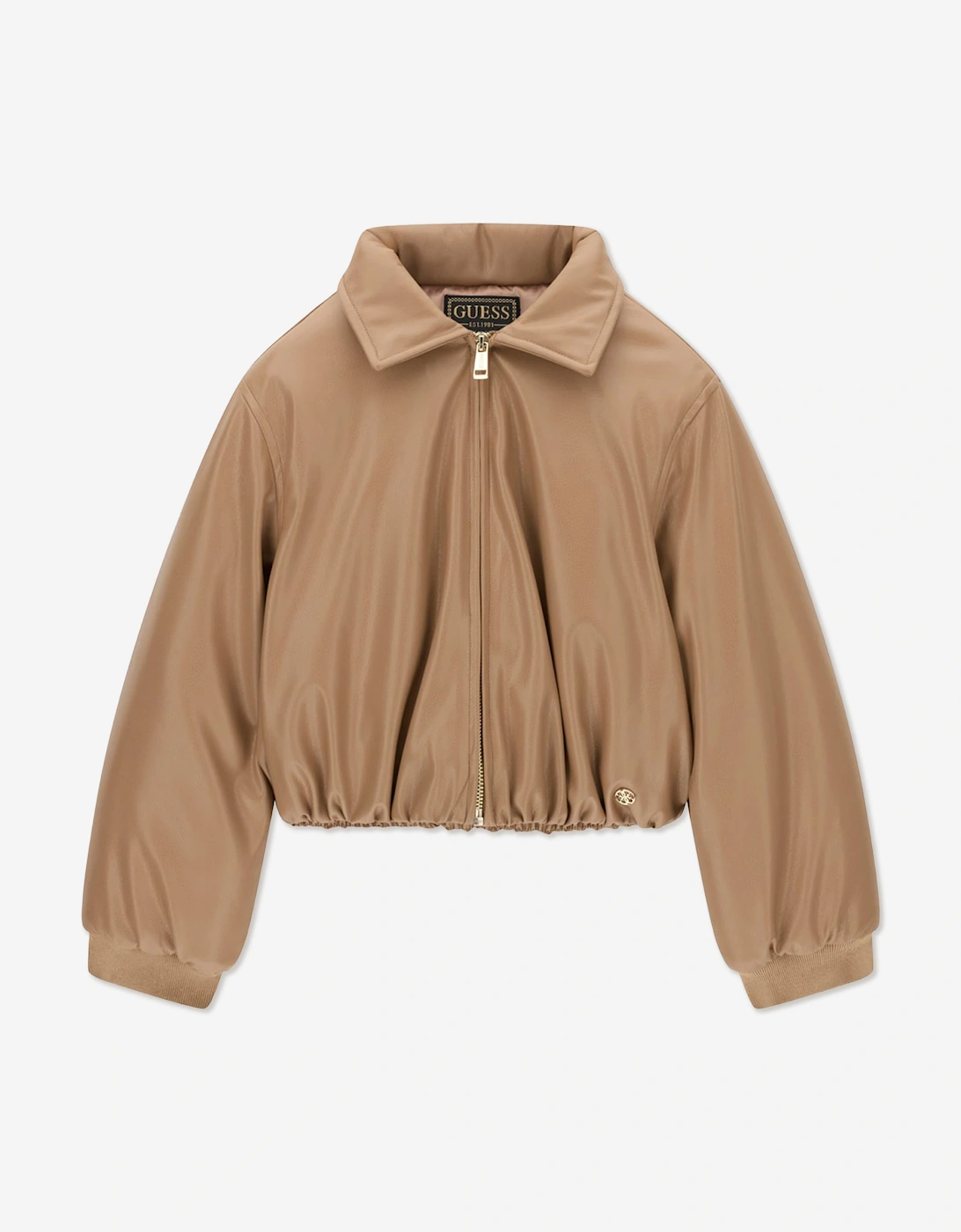 Guess Girls Padded Bomber Jacket in Brown