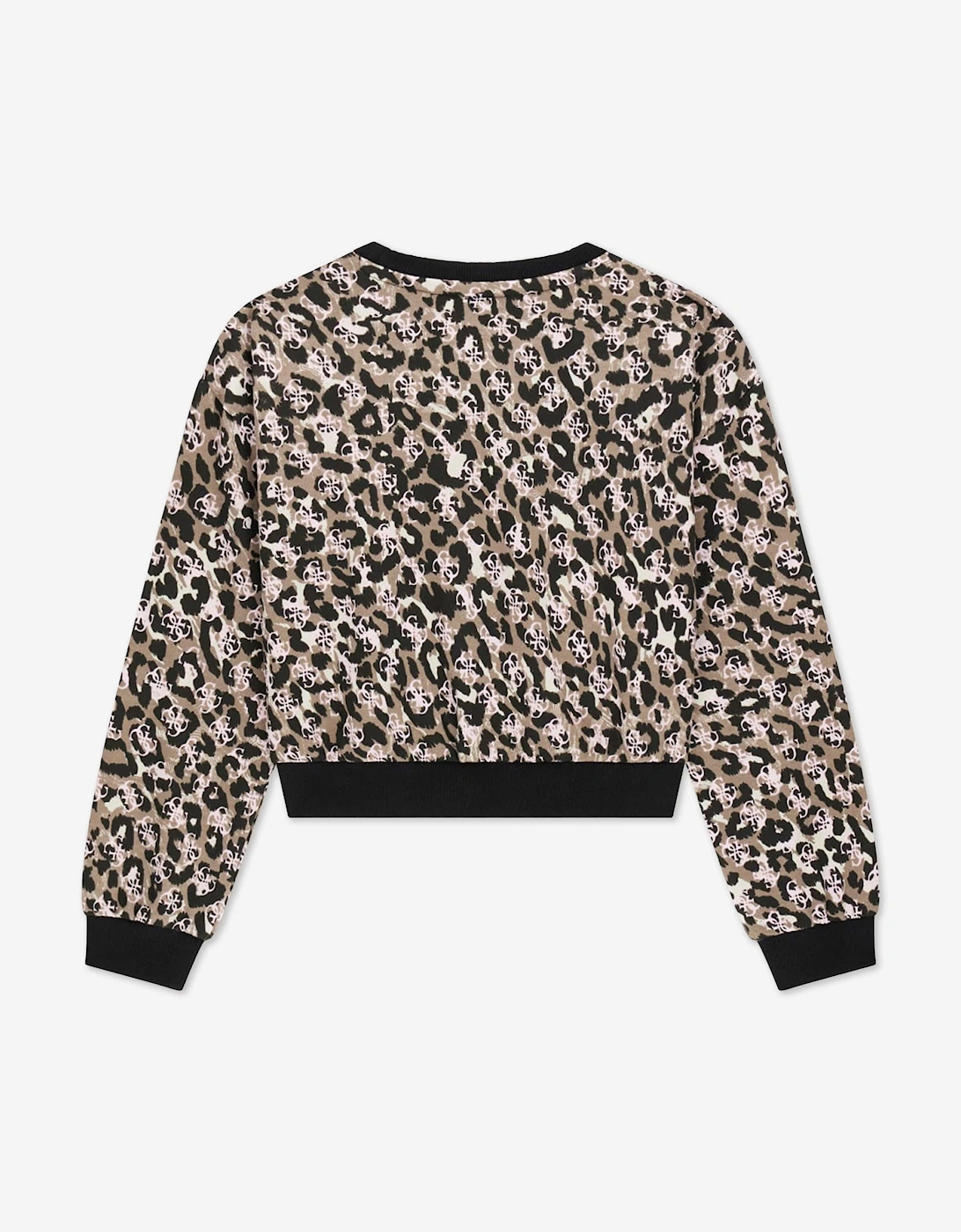 Guess Girls Leopard Print Midi Oversized Sweatshirt in Pink