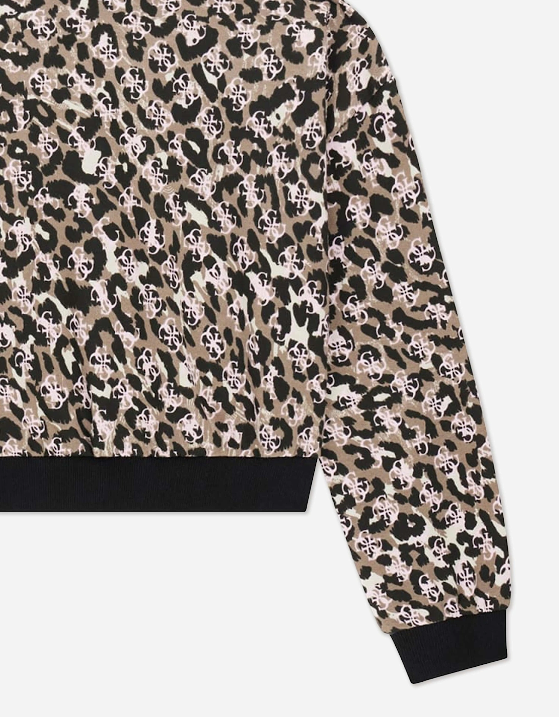 Guess Girls Leopard Print Midi Oversized Sweatshirt in Pink