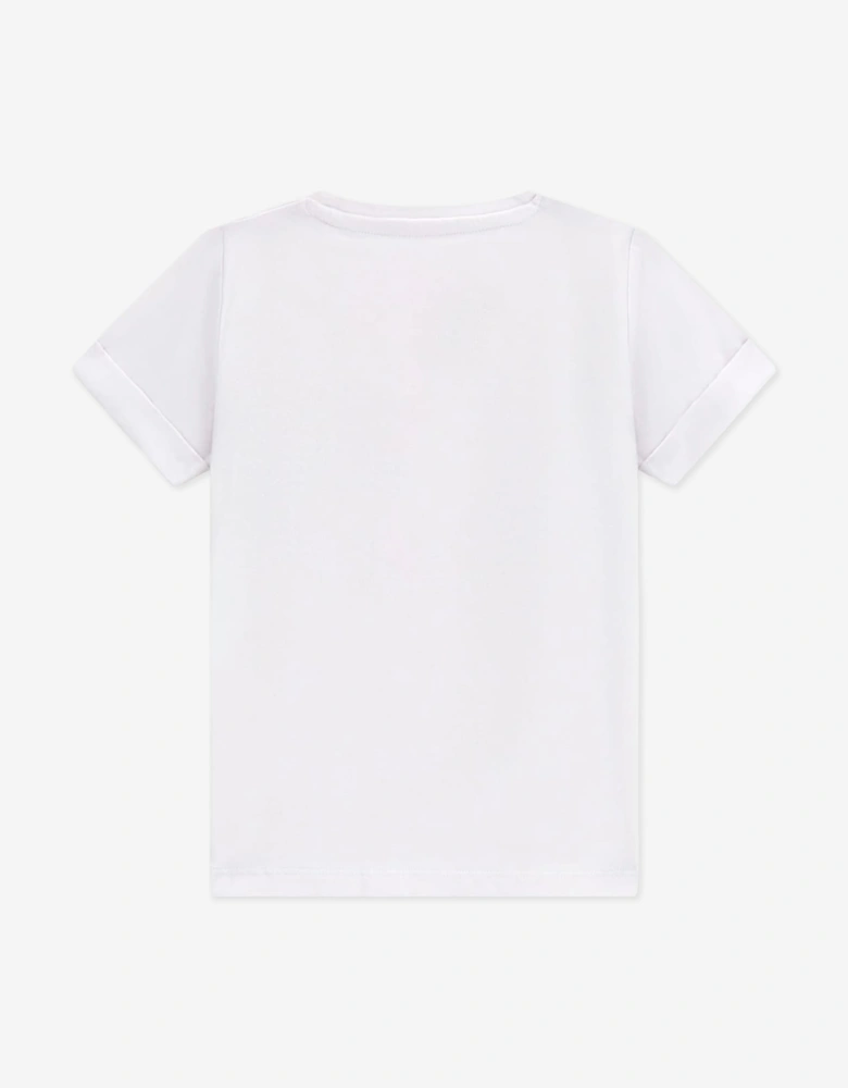 Guess Girls Leopard Logo T-Shirt in White