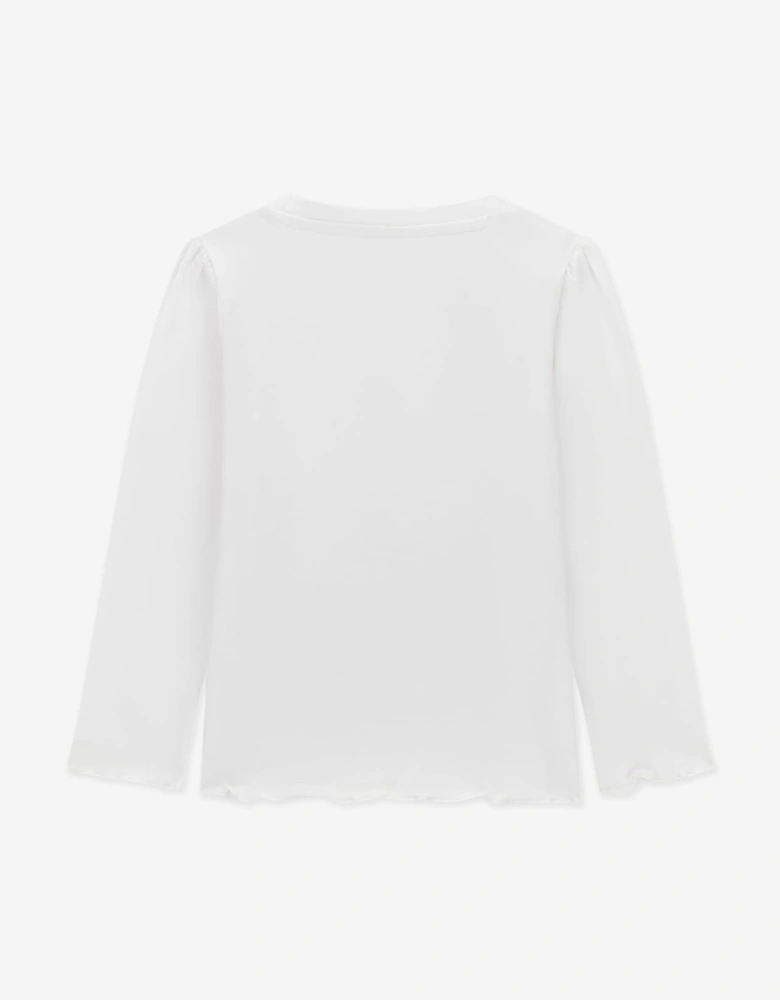 Guess Girls Long Sleeve Bear T-Shirt in White