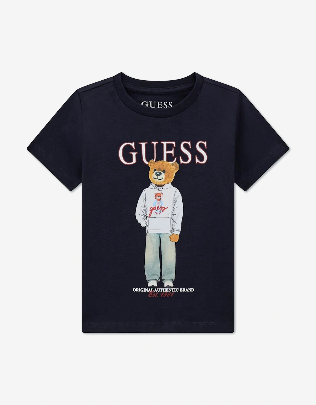 Guess Boys Bear Logo T-Shirt in Navy