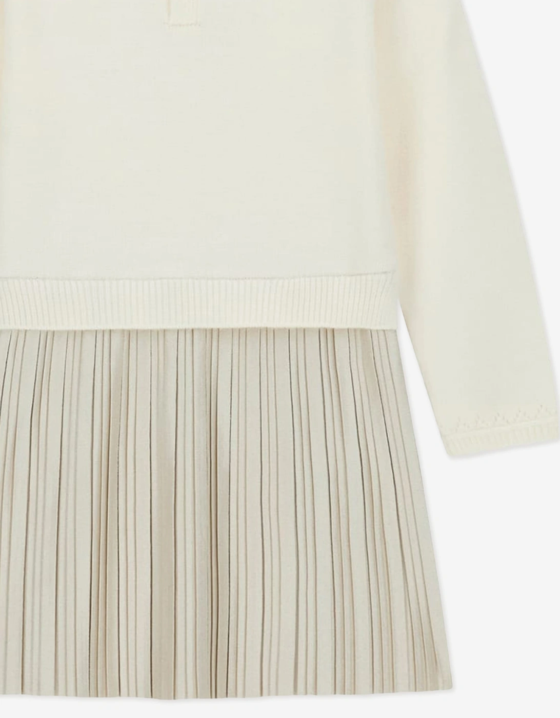 Guess Girls Mixed Fabric Dress in Ivory