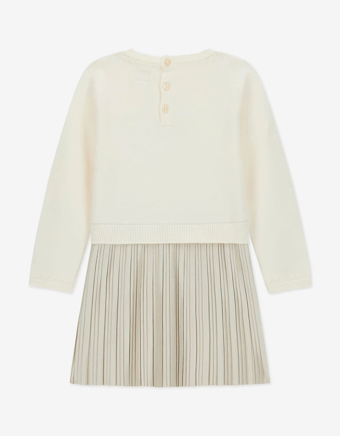 Guess Girls Mixed Fabric Dress in Ivory
