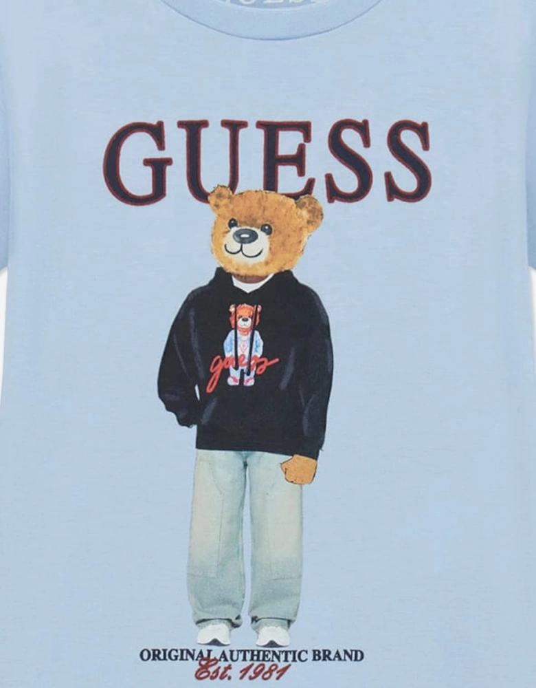 Guess Boys Bear Logo T-Shirt in Blue