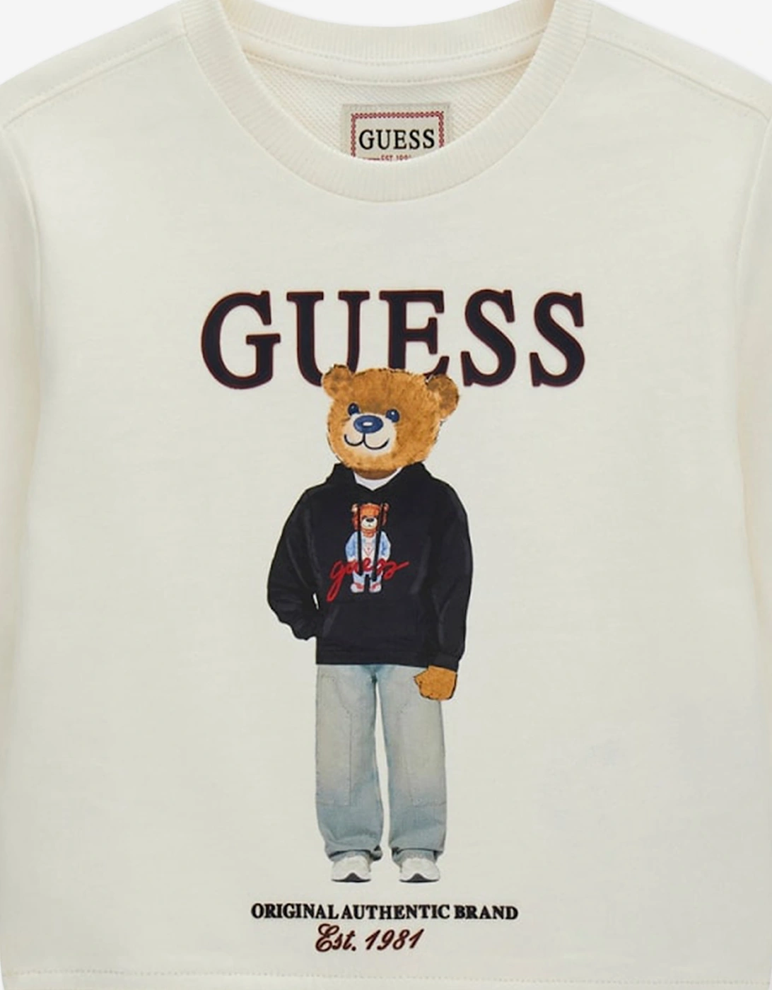 Guess Boys Bear Logo Sweatshirt in Ivory