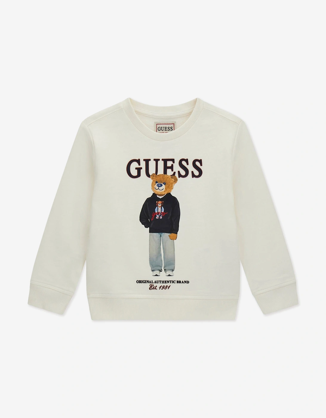 Guess Boys Bear Logo Sweatshirt in Ivory