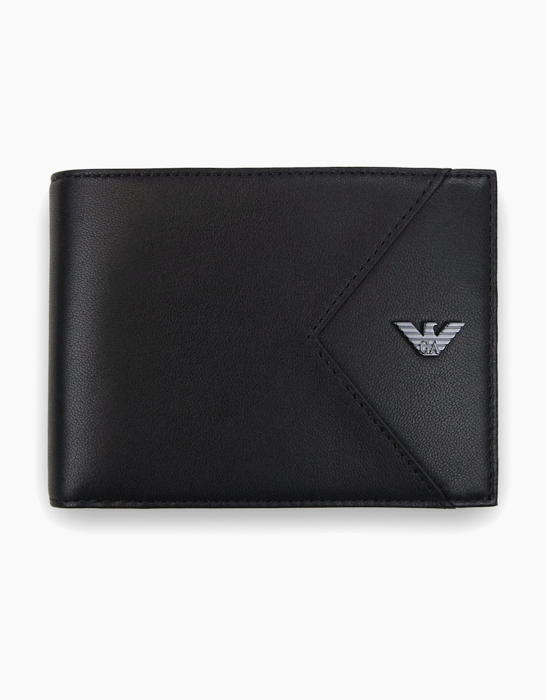 Men's Emporio Armani Nappa Leather Bifold With Geometric Detail Black - Size: OS