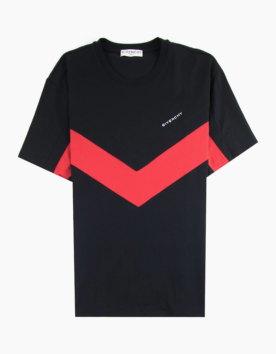Givenchy Men's Black Contrasted V Regular Fit T-Shirt - Size: 38